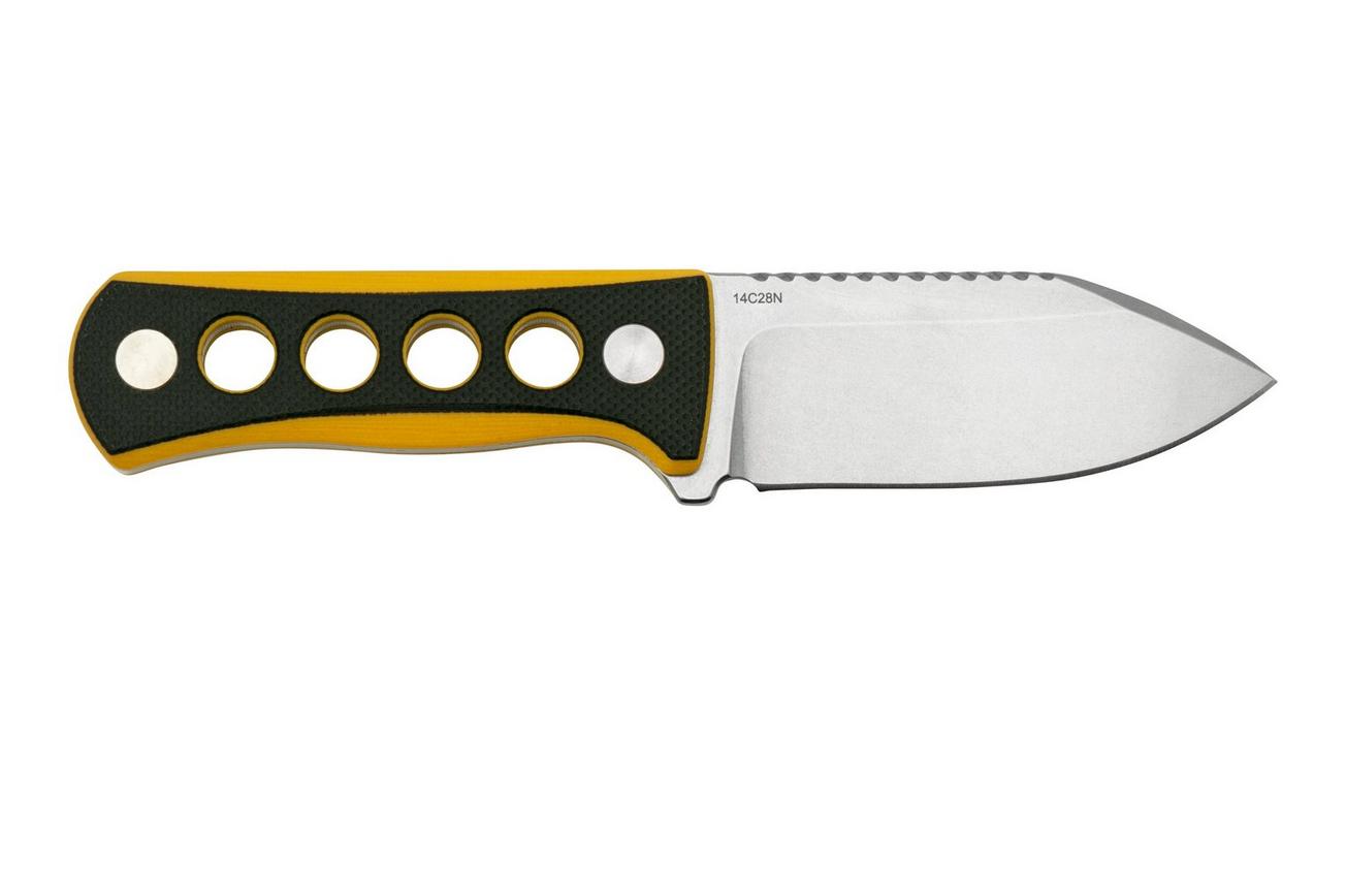 QSP Knife Canary QS141-A1 Stonewashed, Black Yellow G10, nekmes