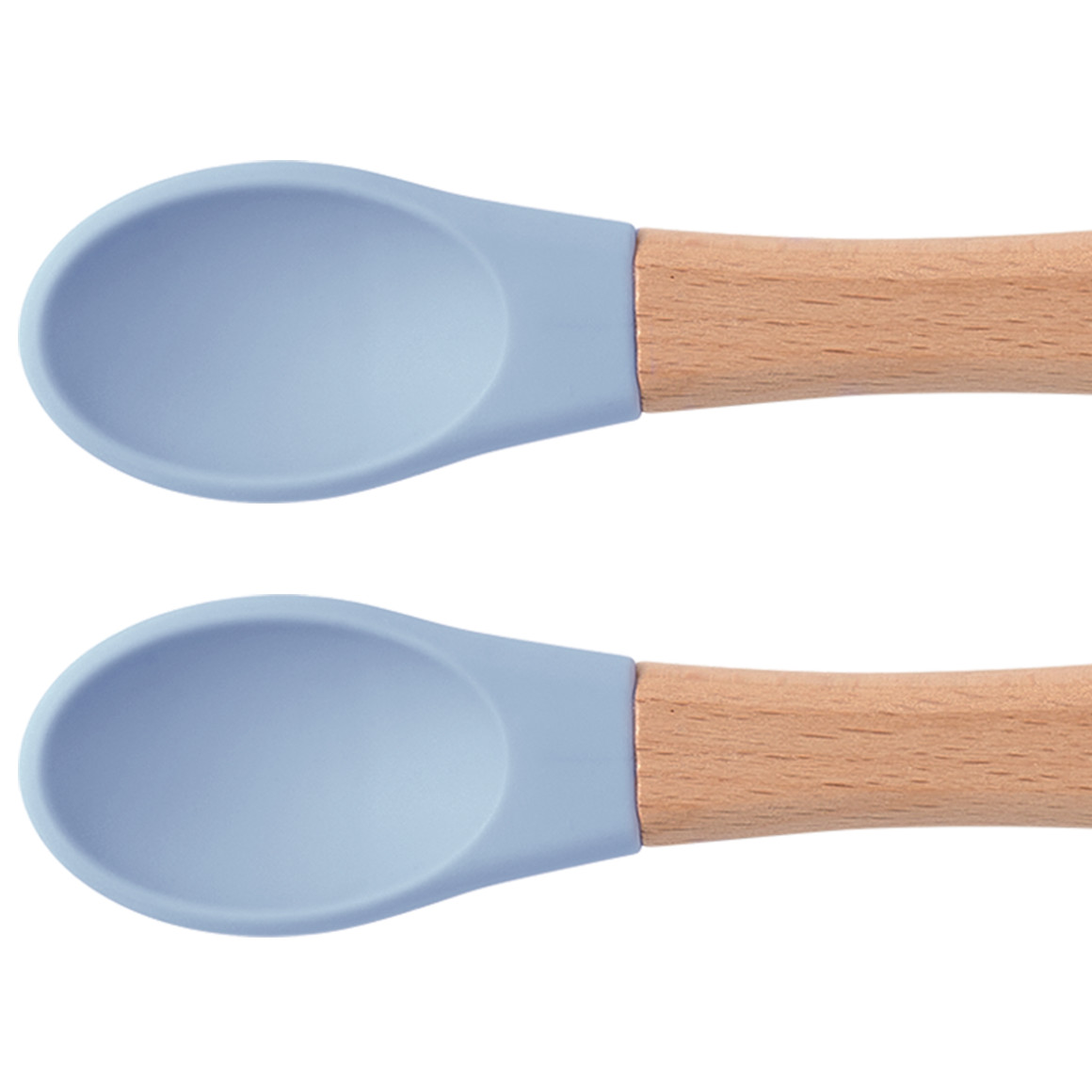 Topomini 2 Silikon-Löffel mit Holzgriff blau