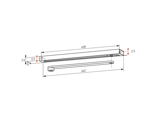 Dorma GN-schuifrail met deurhendel voor deursluiters TS 91/92/93, zilver