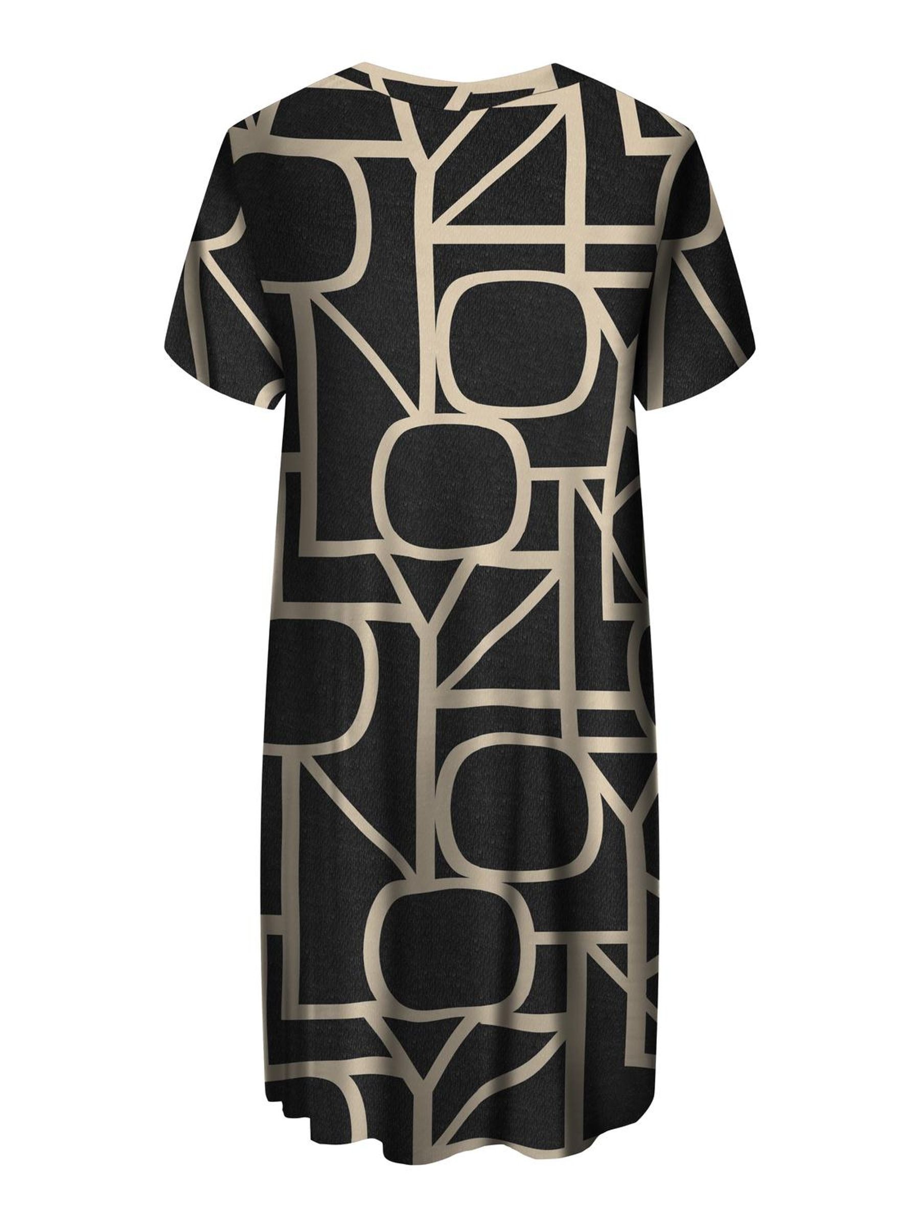 ONLY CARMAKOMA Shirtkleid »CARFYRLA LIFE S/S V-NCK BLK AOP DRE NOOS« Sommerkleid, weich fliessende Jersey Qualität