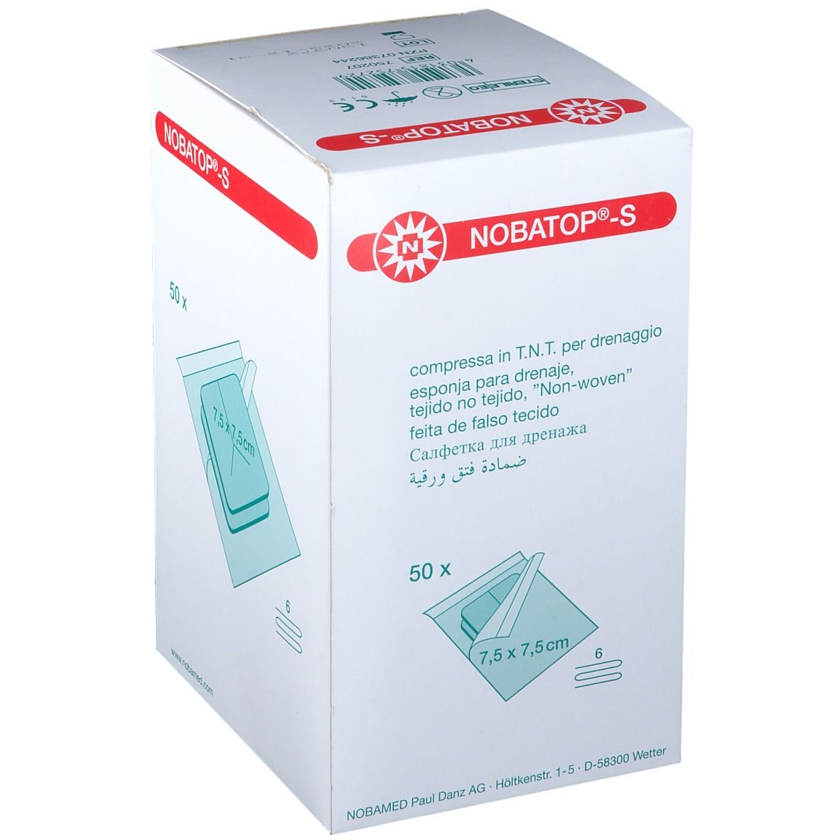 NOBATOP®-steril S 7,5 x 7,5 cm