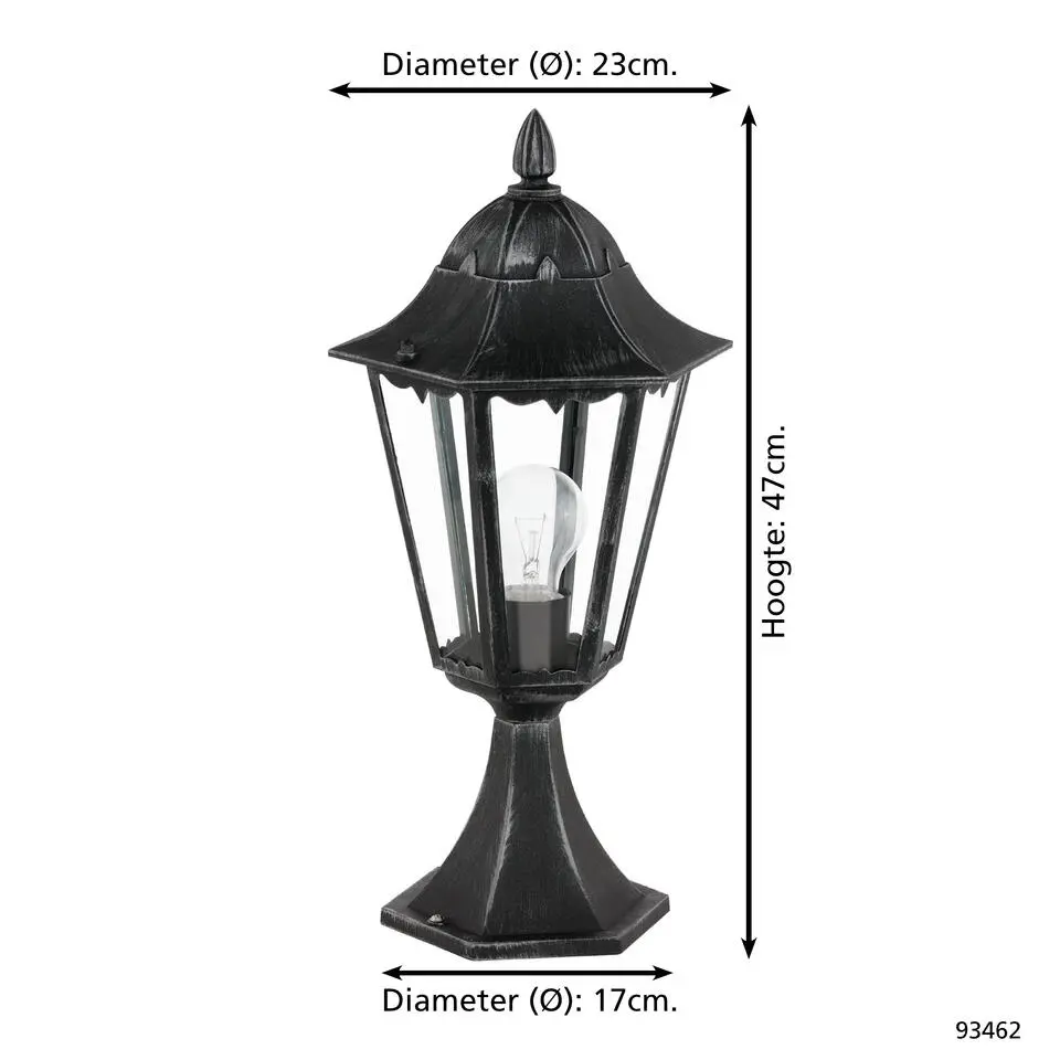 EGLONavedo-Buitenverlichting-Tuinpaaltje-1Lichts-Zwart,Zilver-Patina