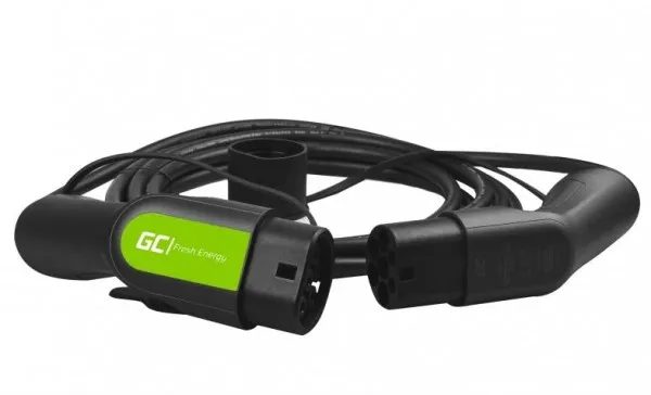 Green Cell ladekabel til elbil type 2 stik - 1 faset, 16A - Optil 3,6 kW - 5 meter