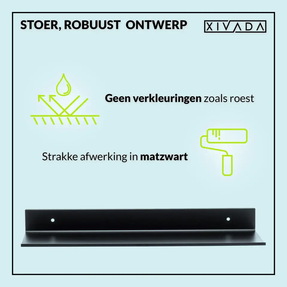 XIVADA Wandrek Rosa - Industrieel - Aluminium - Boren - Zwart