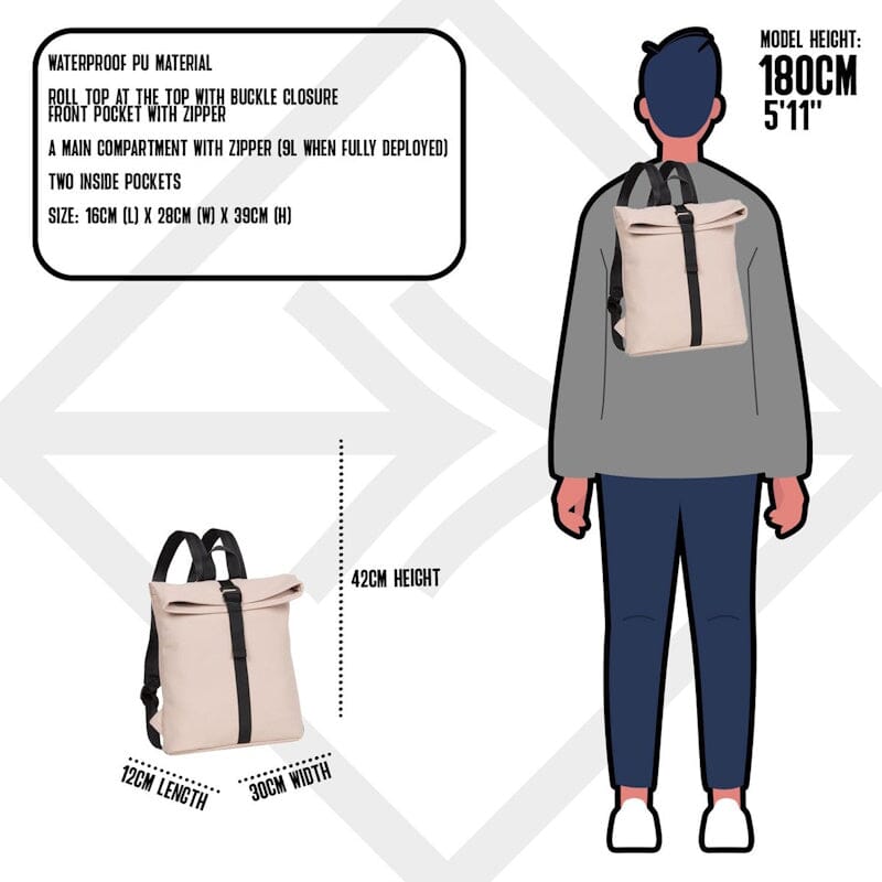 New Rebels Mart S Waterproof Flap Rugzak Soft Pink