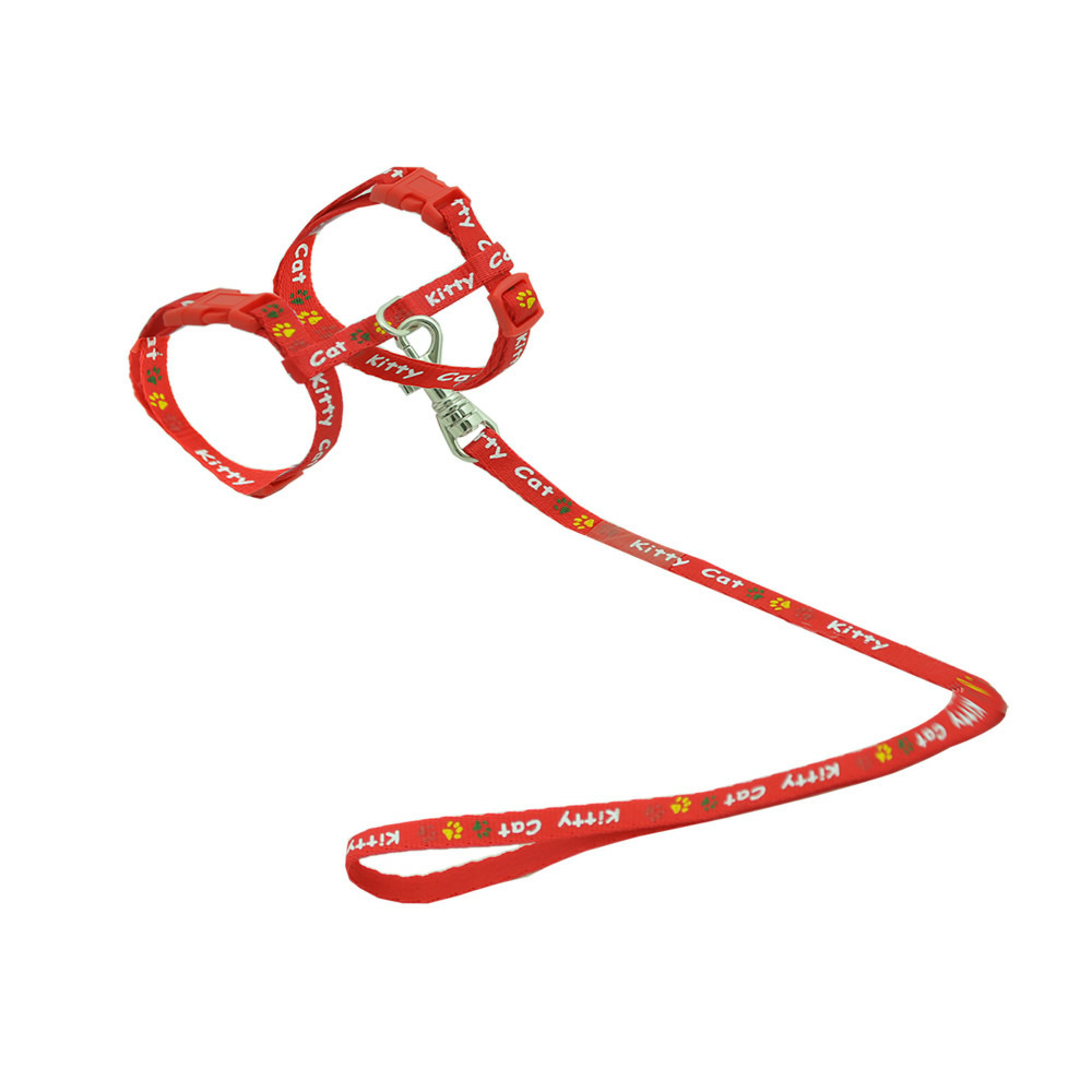 Harnais avec laisse 1.20m, kitty cat rouge, pour chaton.