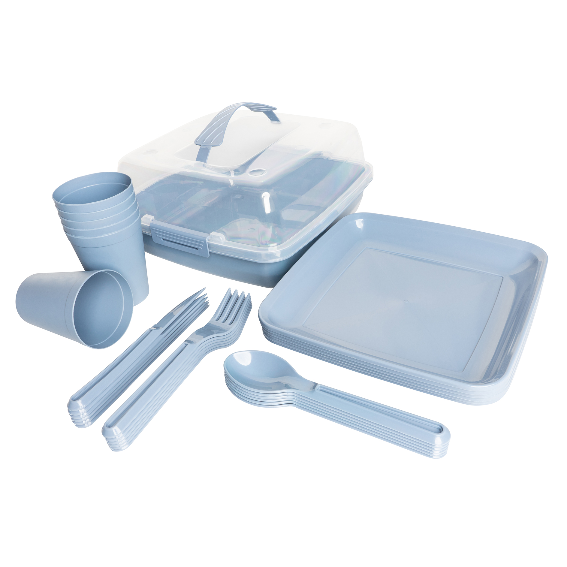 Picknick-Set - blau - wiederverwendbar - 32-teilig