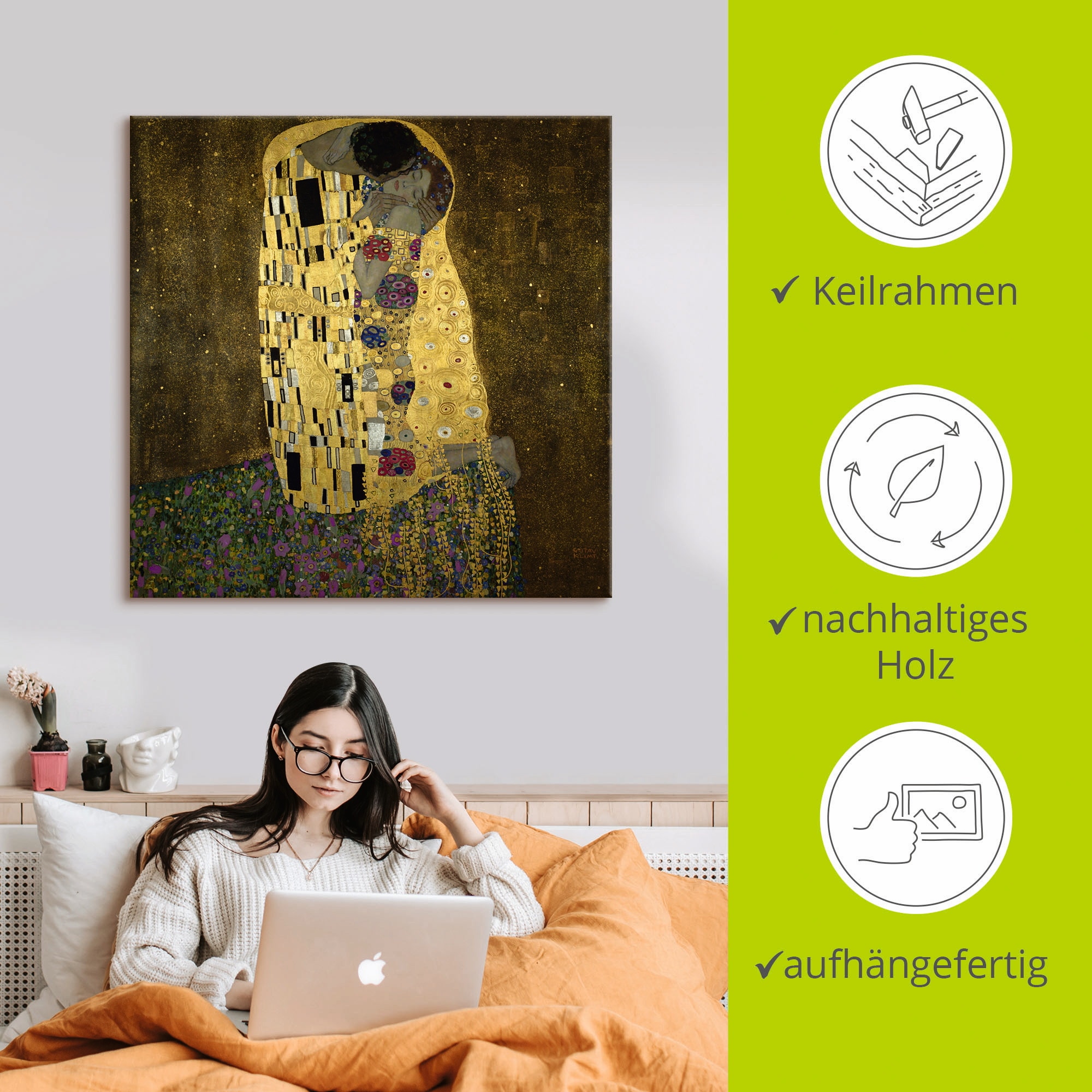 Artland Leinwandbild »Der Kuss« Paar 1 Stk. tlg. als Leinwandbild, Poster in verschied. Grössen