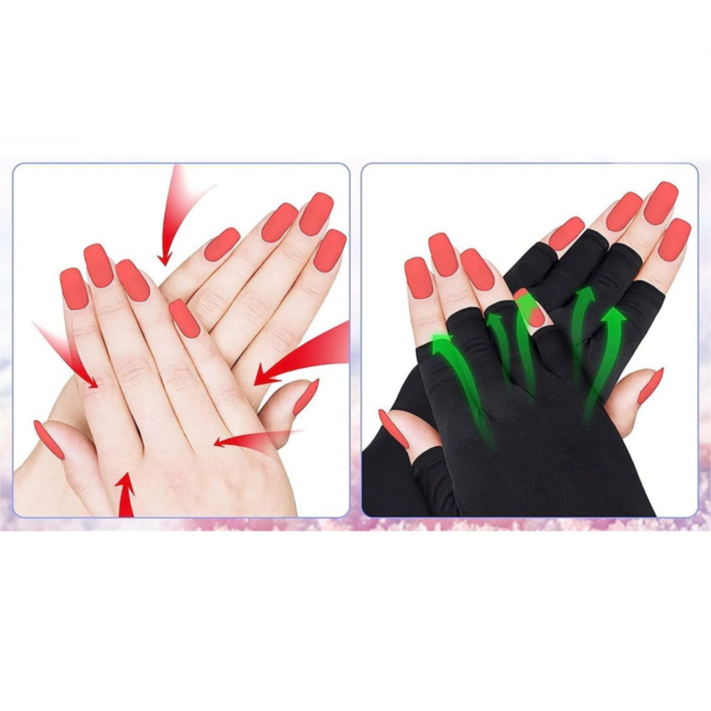 (1 Paar) Fingerlose UV Schutz Maniküre Handschuhe für UV Nagellampe - Schwarz