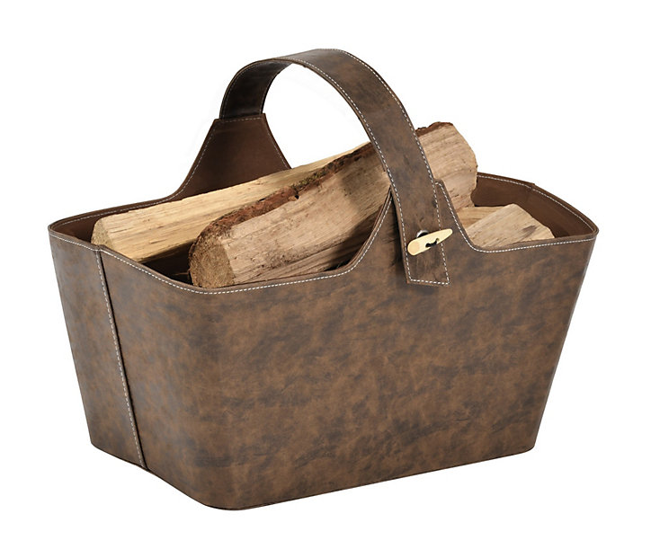 Corbeille à bûches/granulés en simili cuir Dixneuf Yotta marron