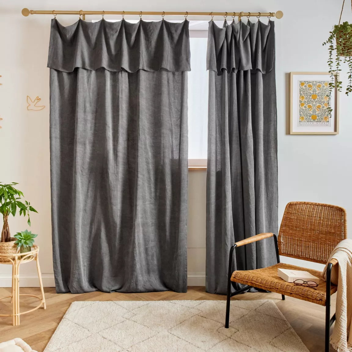 Rideau lyocell Tencel™ ajustable (140 x max 270 cm) Olivia Gris granit