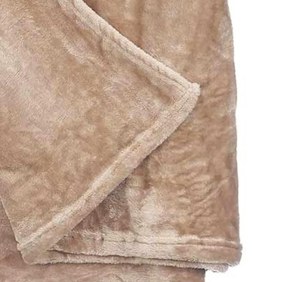 Giftdecor Fleece deken/plaid - beige - polyester - 130 x 160 cm