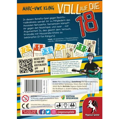 Pegasus Spiele Voll auf die 18 – Das Känguru-Kartenspiel (Edition Spielwiese)