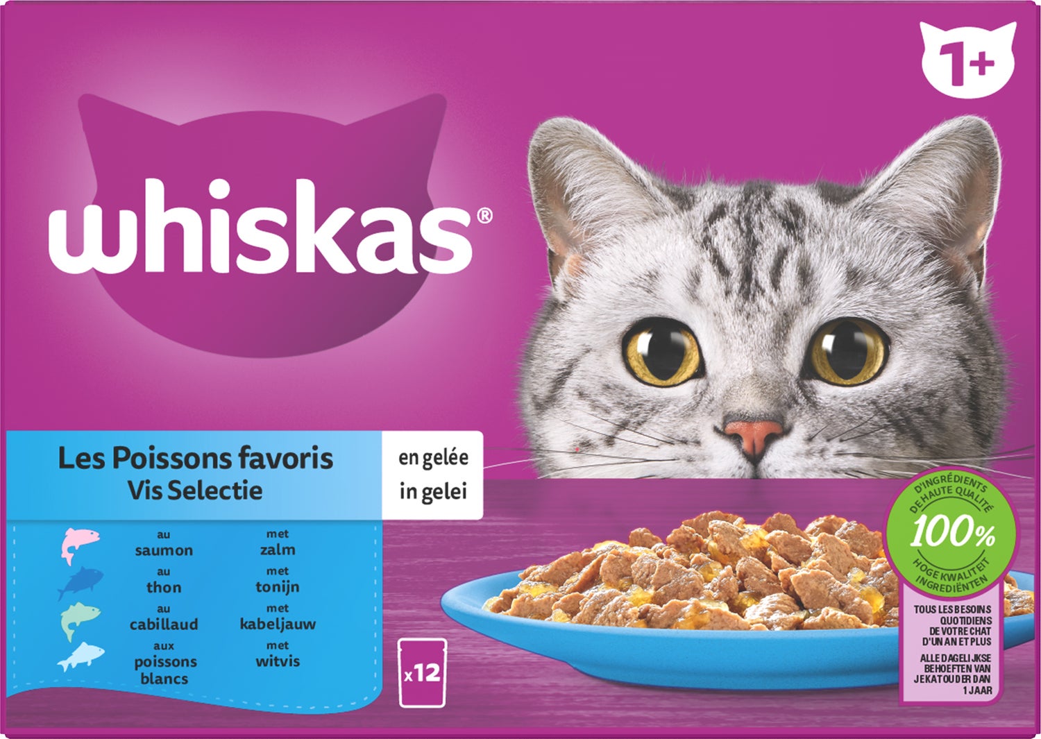 Whiskas kattenvoer in gelei Vis Selectie vis adult 85 g 12 stuks
