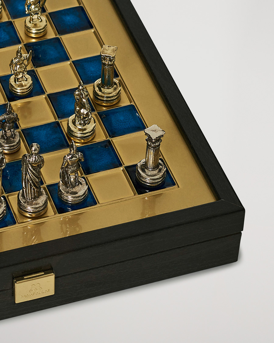 Manopoulos Greek Roman Period Chess Set Blue