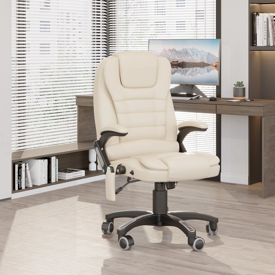 HOMCOM Bürosessel  Chefsessel mit Massagefunktion creme