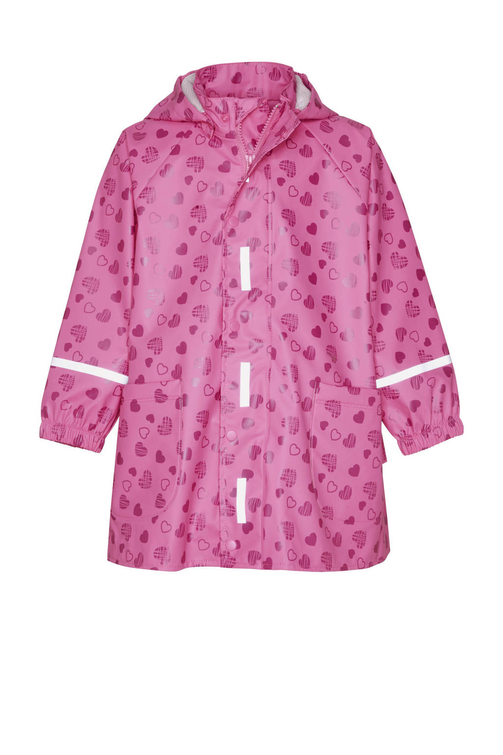 Playshoes regenjas Sweethearts met all over print roze/donkerroze
