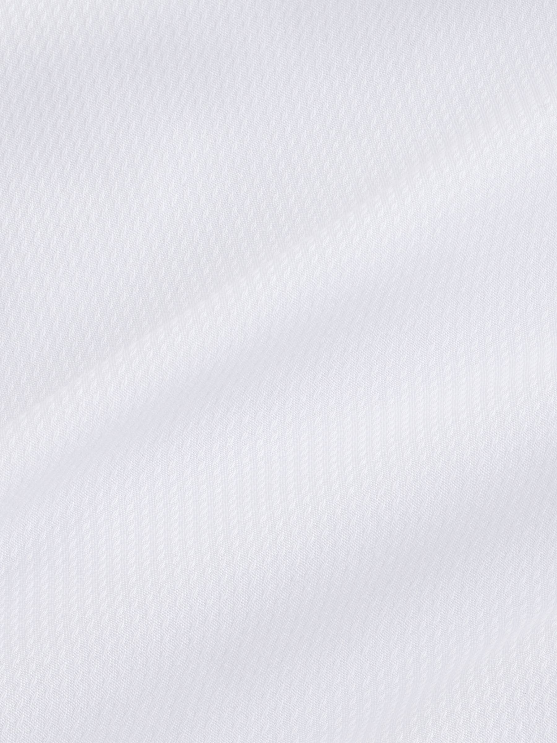 Wit - Slim Fit - Strijkvrij overhemd met textuur en afwerking