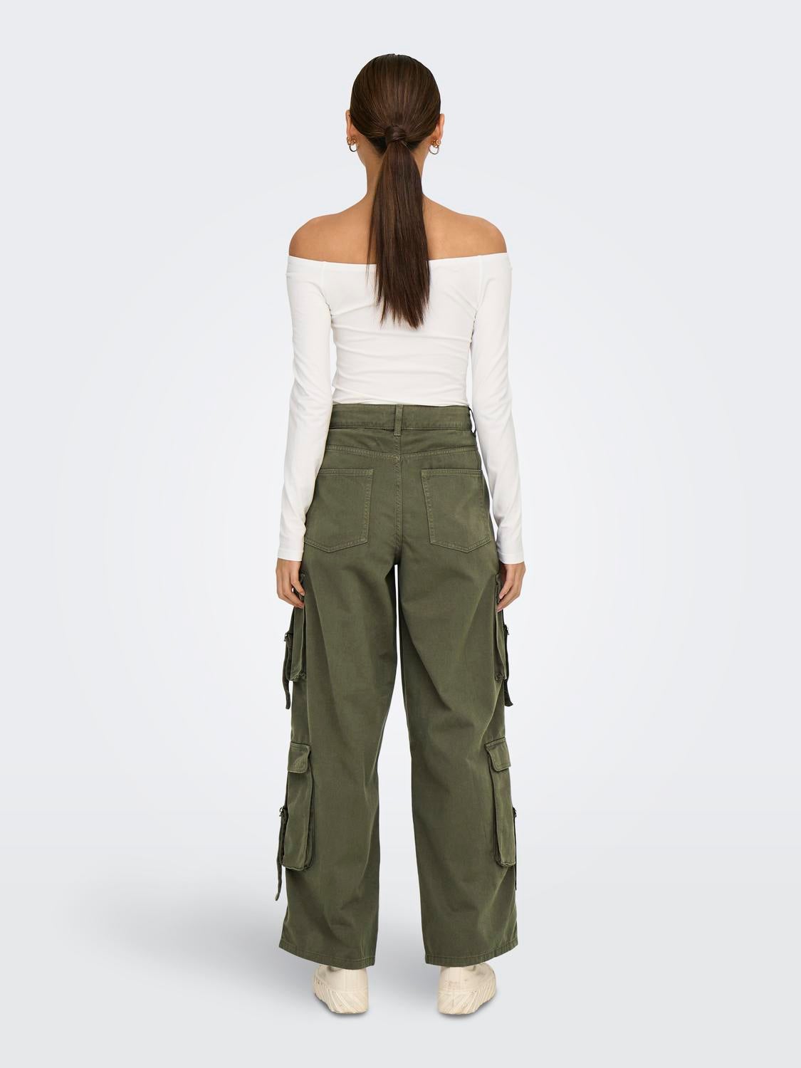 ONLMALFY Mittlere Taille Weiter Beinschnitt Cargo-Hose Kalamata