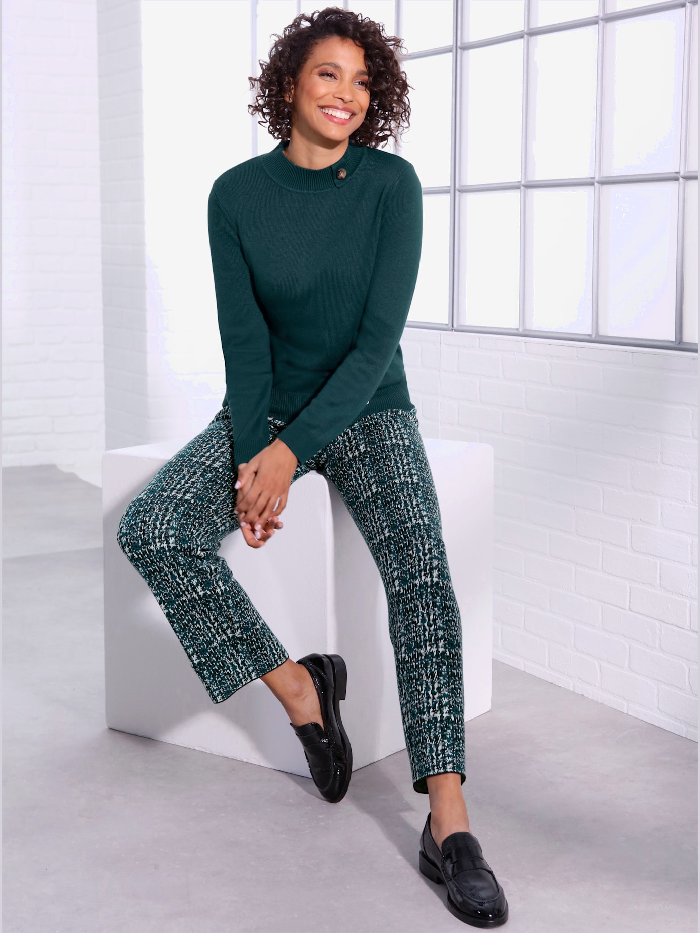 Pantalon en tricot en lyocell et viscose tricot jacquard de qualité