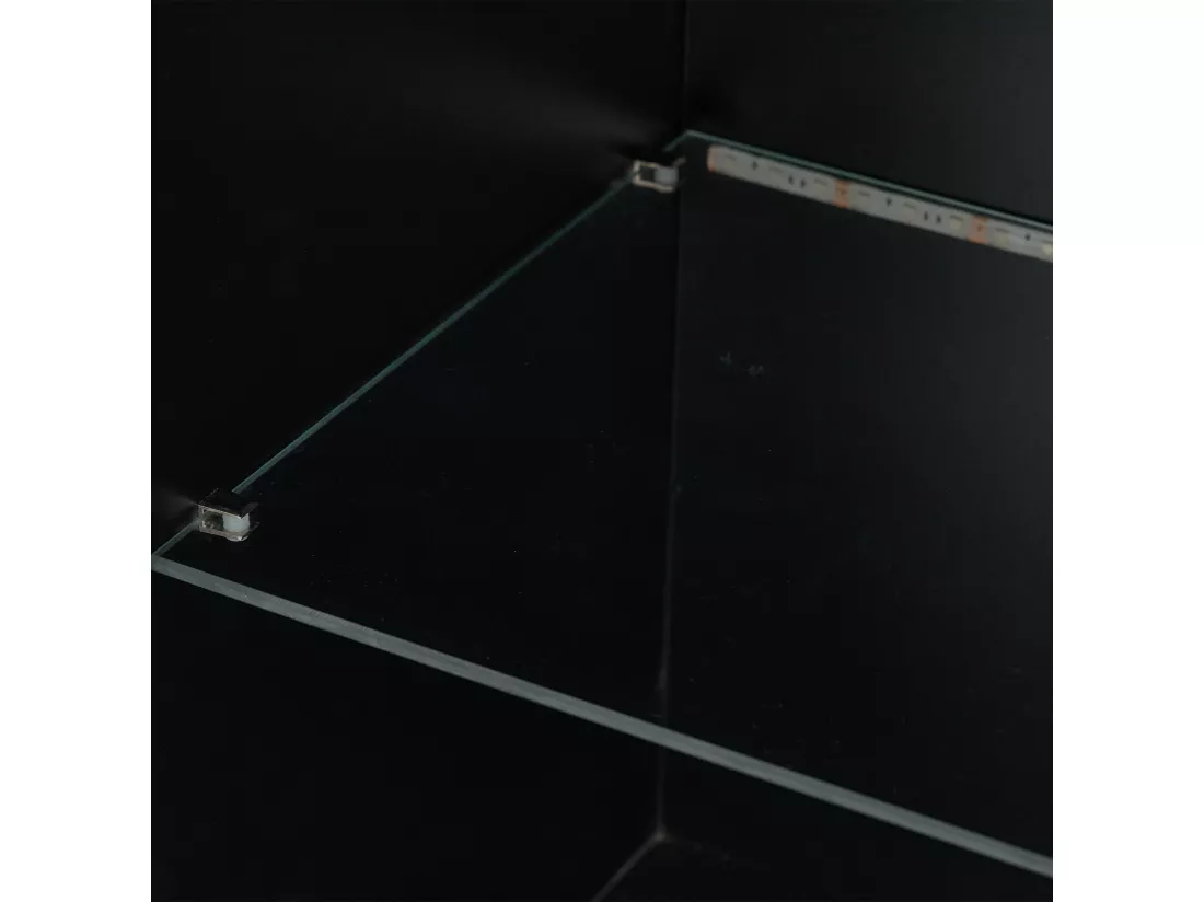 Vitrine 45x35x160cm - avec 2 ports - avec éclairage LED - 1 étagère en verre - noir