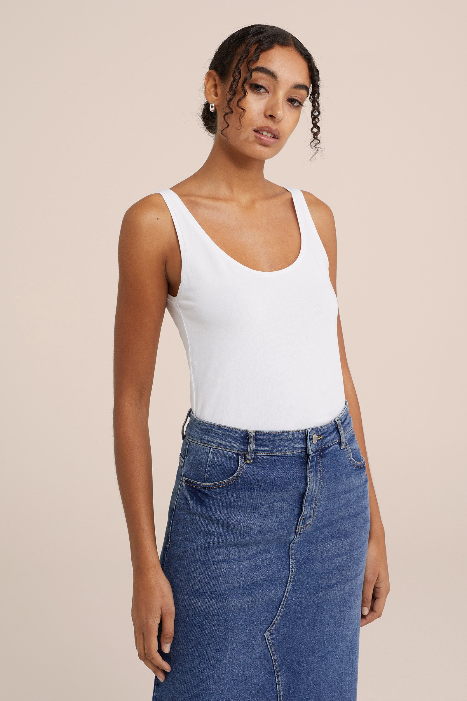 singlet van katoenmix WE Fashion Wit