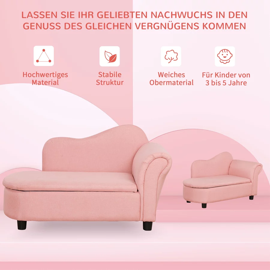 HOMCOM Kindersofa mit Armlehne rosa