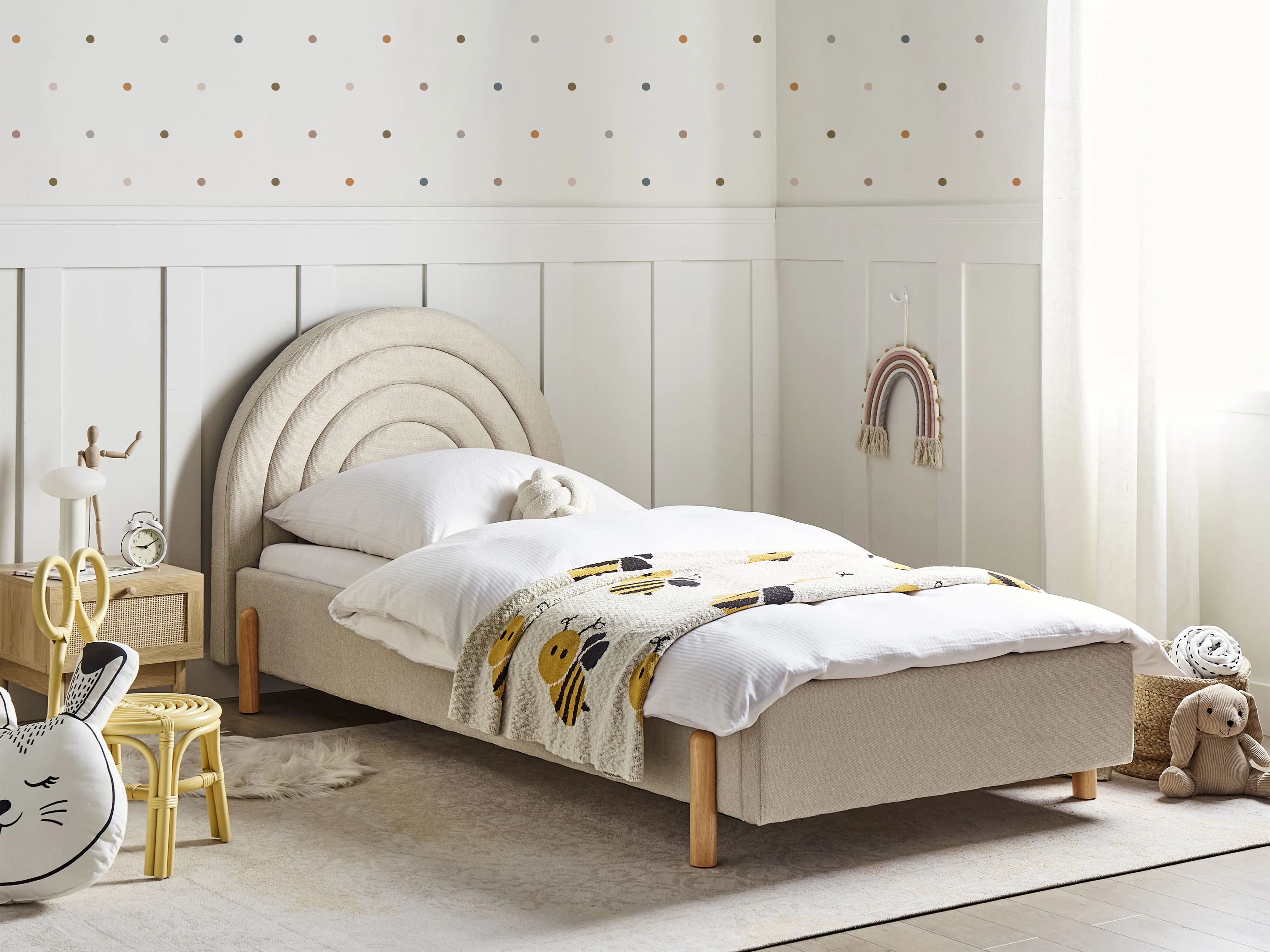 Kinderbed Stof ANET 90 x 200 cm Beige