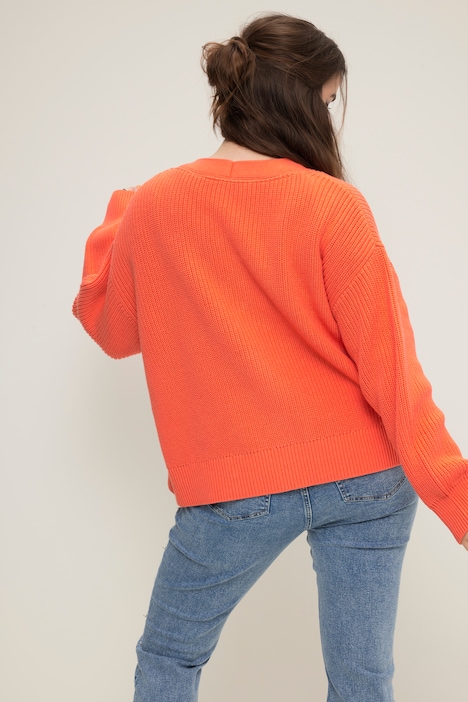 Strickjacke, oversized, Strukturstrick, V-Ausschnitt, Langarm