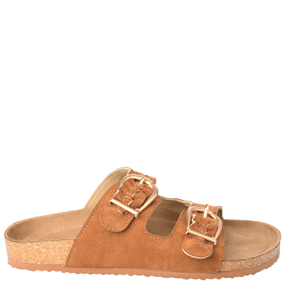 Gina Benotti Damen Sandalen in Veloursleder-Optik hellbraun