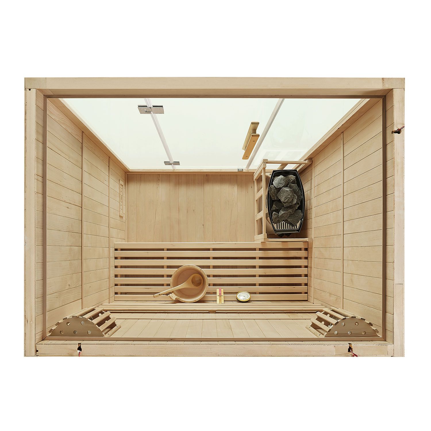 Artsauna Saunakabine Tampere mit Harvia Ofen – 2 Personen – Hemlock Holz & Glasfront – Inkl. Zubehör