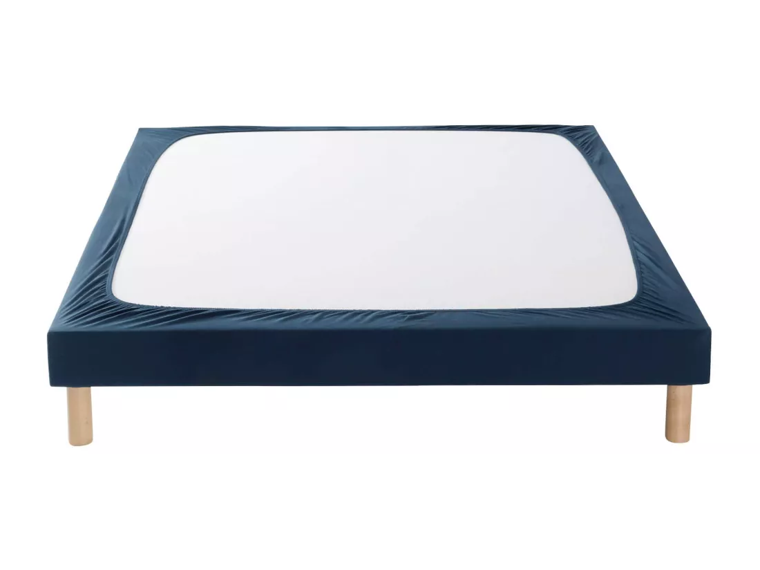 Cache-sommier coton jersey bleu marine 110x190