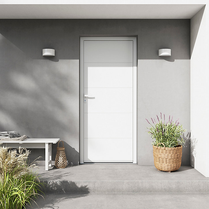 Porte d'entrée FORTIA alu blanc RAL 9003 Madryn 96 x h.218 cm poussant droit