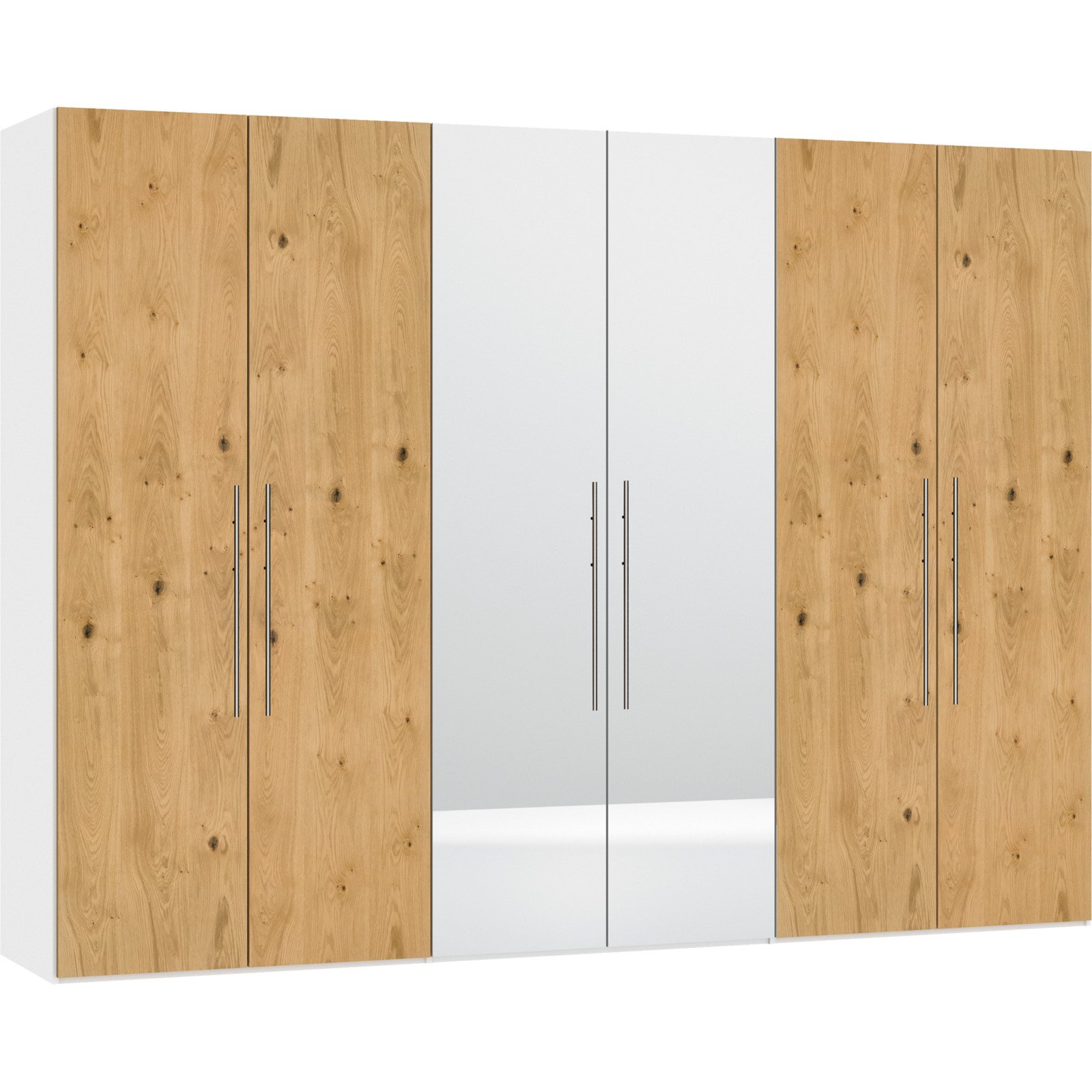 Schrank Schweizer 201 Eiche Furnier weiss, mit Spiegel