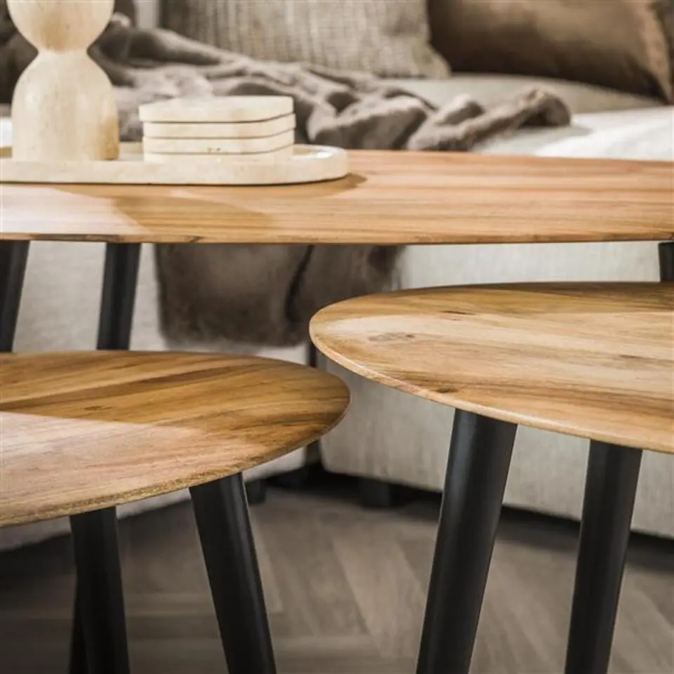 Hoyz Collection - Salontafel Set Organisch - Massief Acacia Naturel - Set van 3