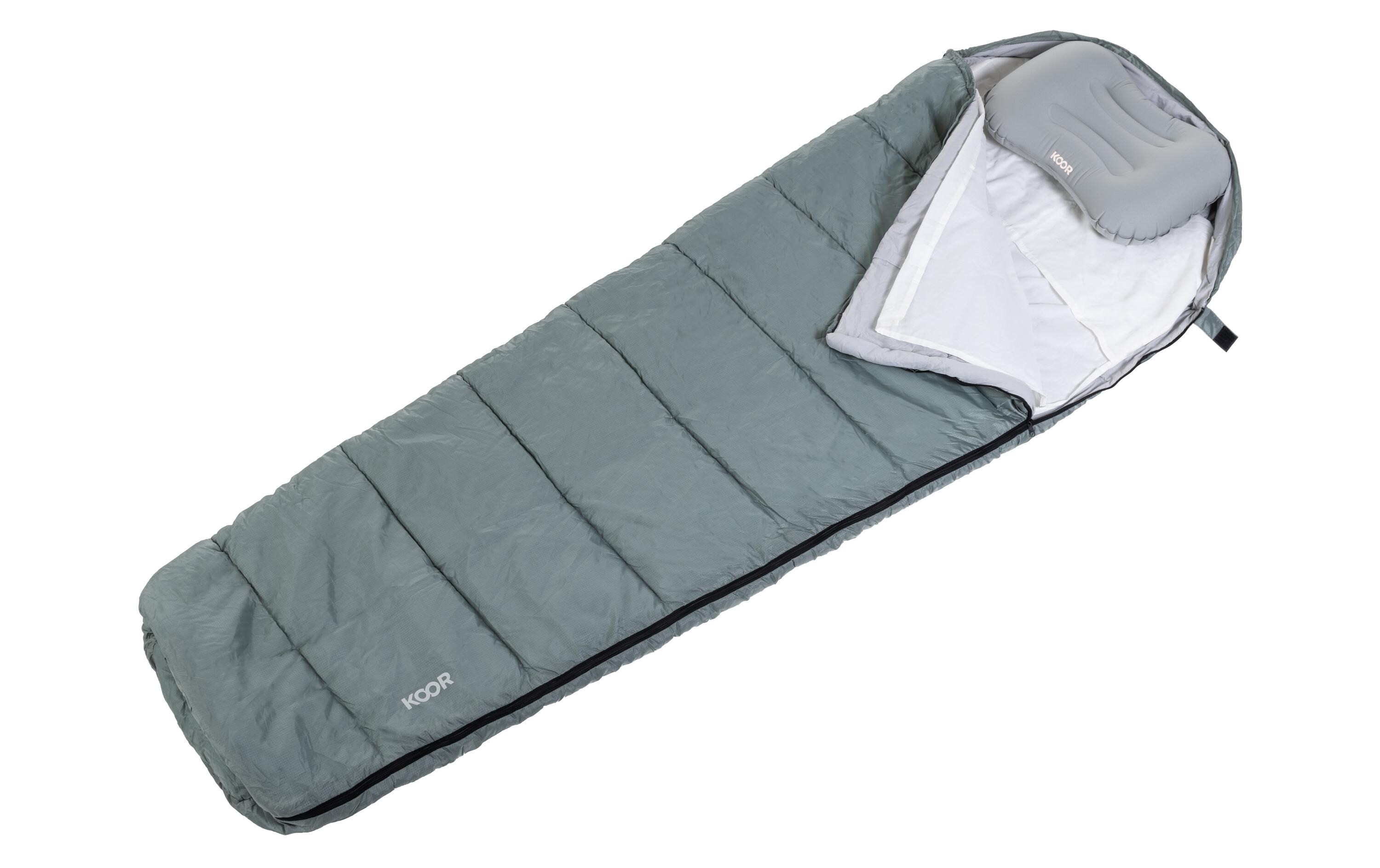 Schlafsack, Schlafsackeinlage und Reisekissen Set Grau3-teiliges Set für Schlafkomfort unter freiem Himmel