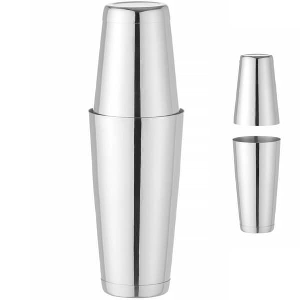 2-delt Boston shaker for drinker og cocktailer Tin on Tin 0,8 l - sølv