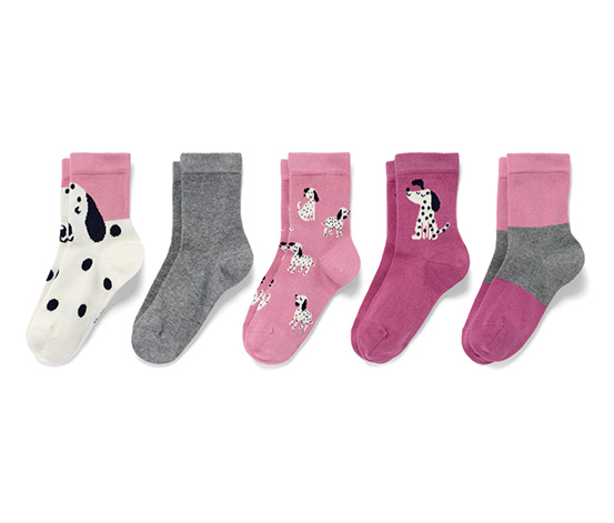 5 Paar Kinder-Socken, grau/rosa