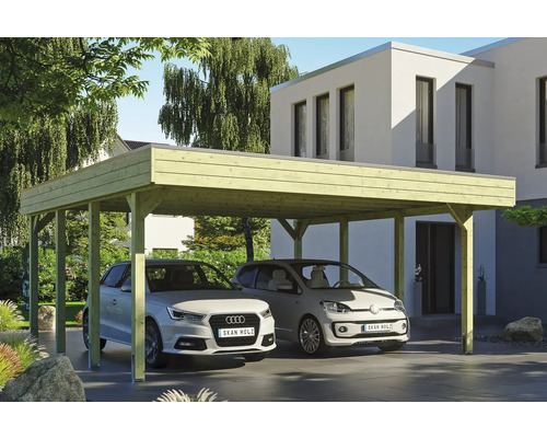 SKAN HOLZ Friesland dubbele carport 557x555 cm met dompelgeïmpregneerd aluminium dak