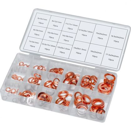 Coffret HI-Q TOOLS assortiment de rondelles cuivres (150 pièces) Universel