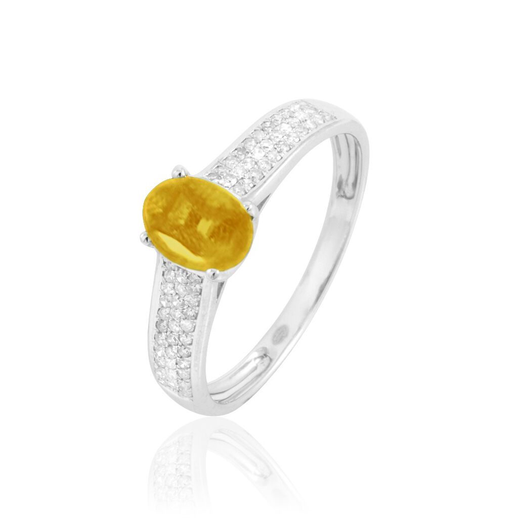 Bague Crista Or Blanc Citrine Et Diamant