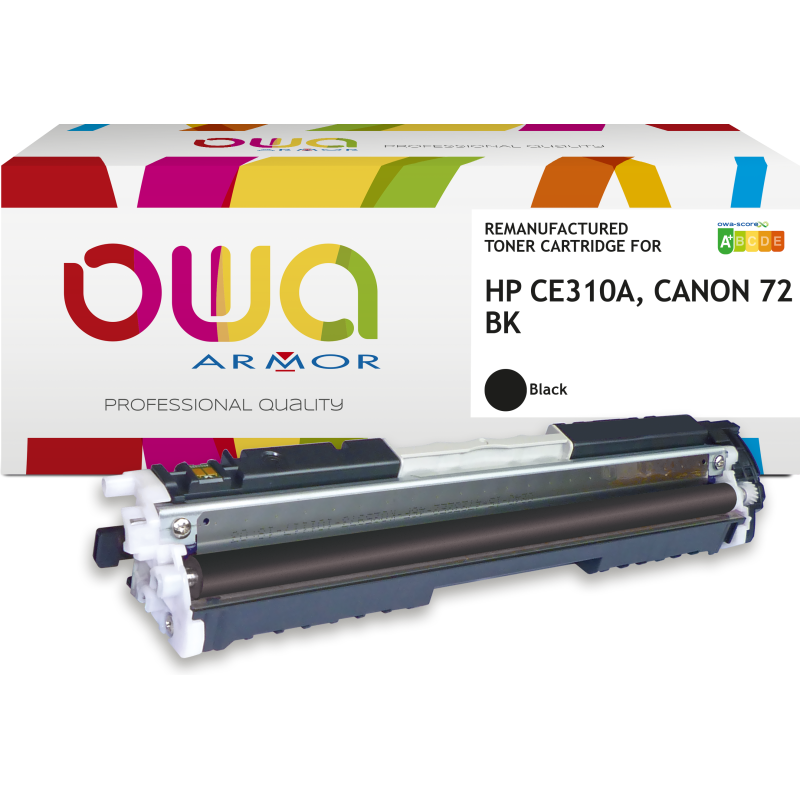 Toner remanufacturé OWA - standard - Noir - pour HP CE310A, CANON 729 BK