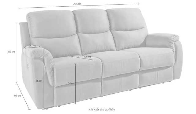 ATLANTIC home collection 3-Sitzer »Diana« mit Relaxfunktion und Federkern, hohe Belastbarkeit