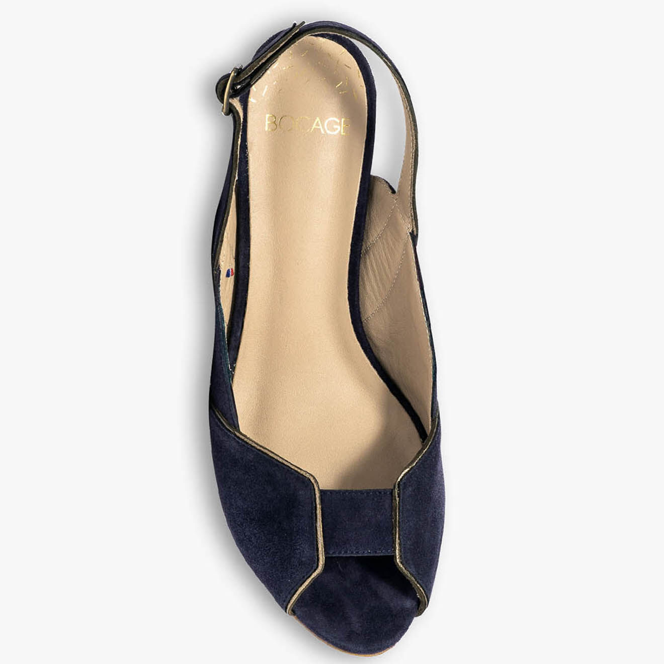 Bocage Slingback en Velours de Cuir Hervea encre