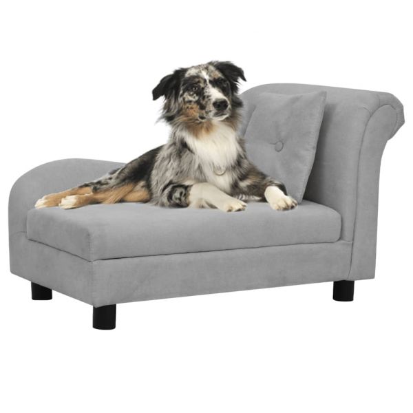 Sofá para Cães com Almofada 83x44x44 cm Pelúcia Cinzento - 171100