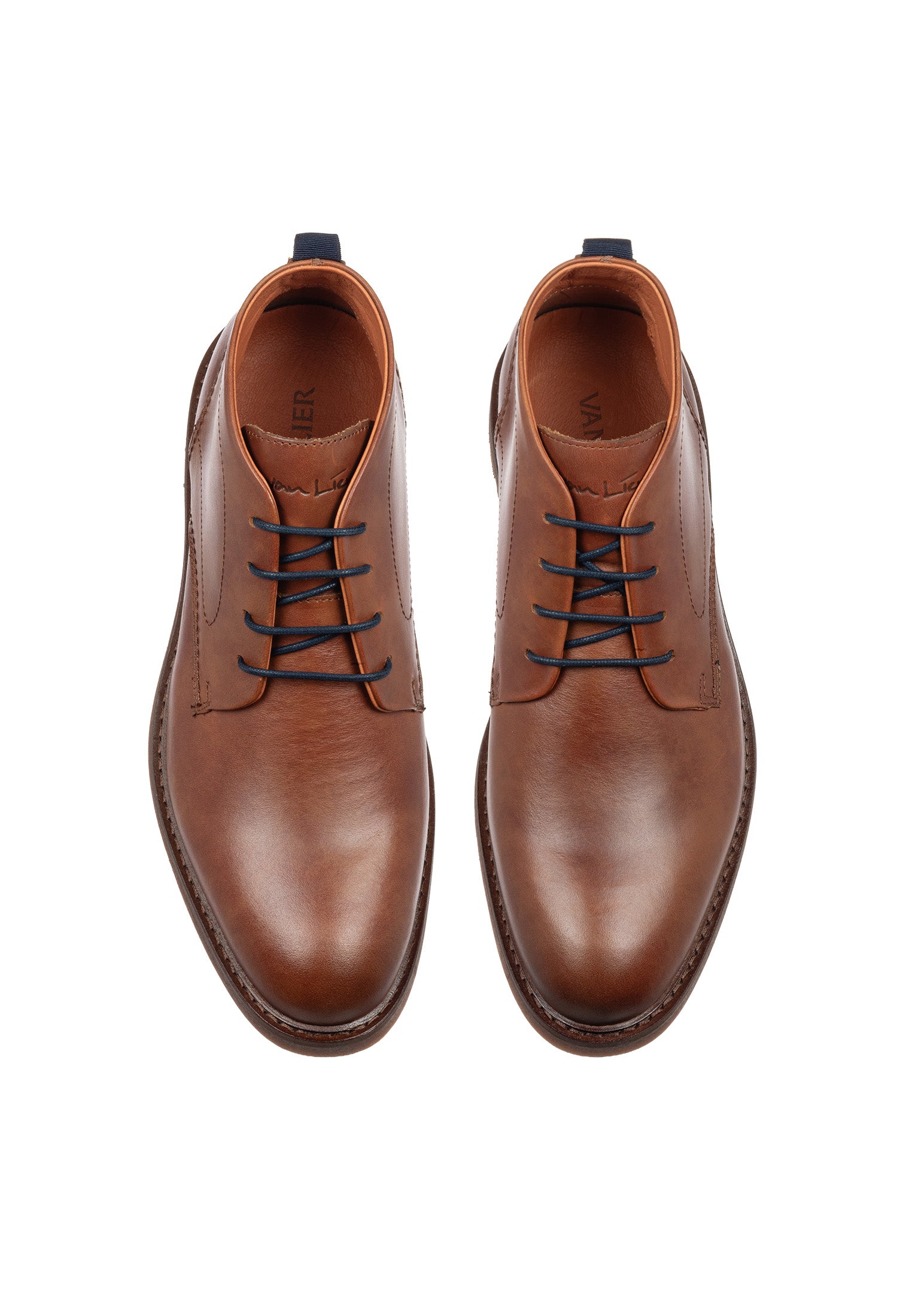 Cognac gladleren Dino Boot