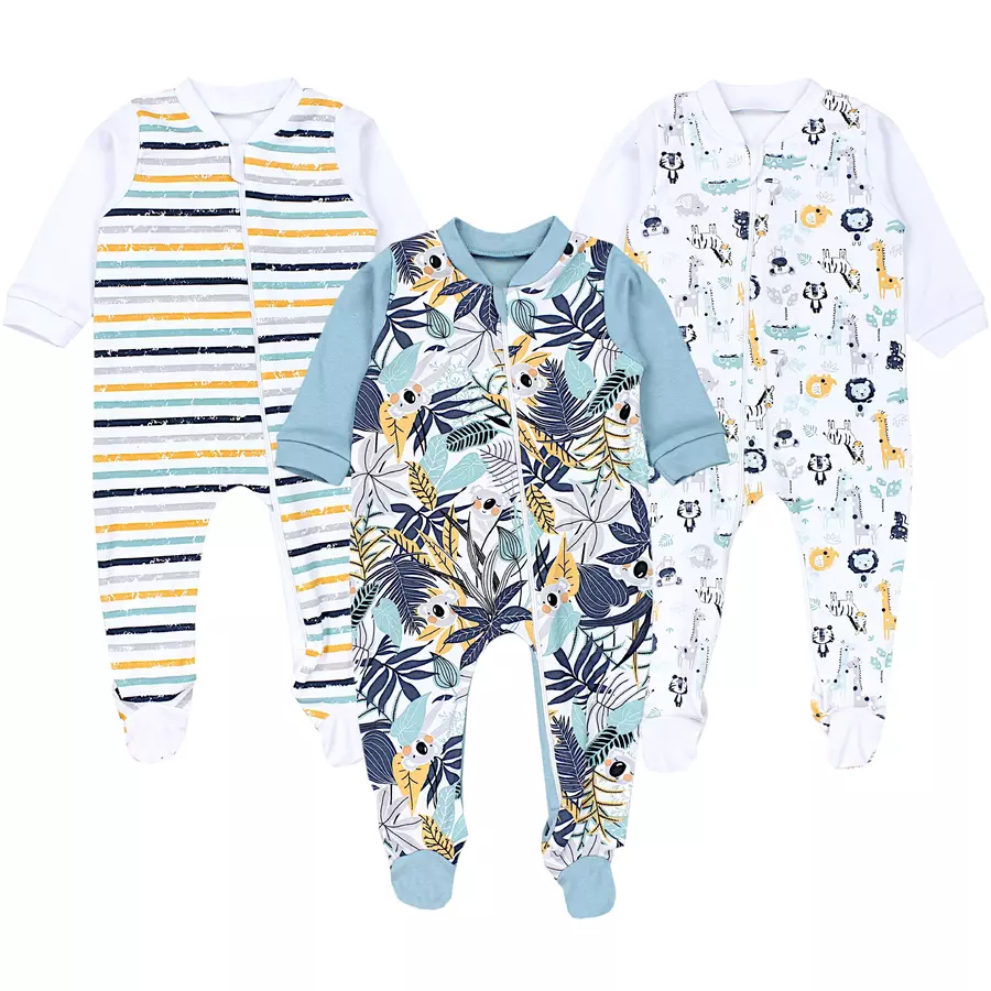 TupTam Baby Unisex Schlafstrampler mit Fuß 3er Pack mint