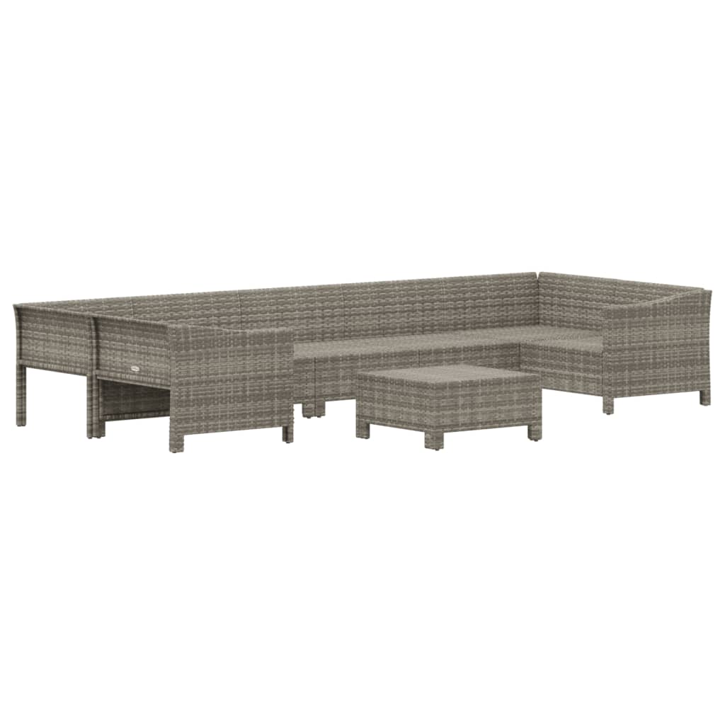 Salon de jardin meuble d'extérieur ensemble de mobilier 8 pièces avec coussins gris résine tressée