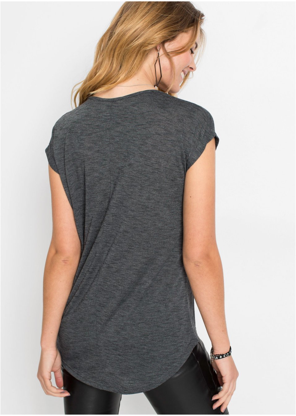 T-shirt long à imprimé argenté
