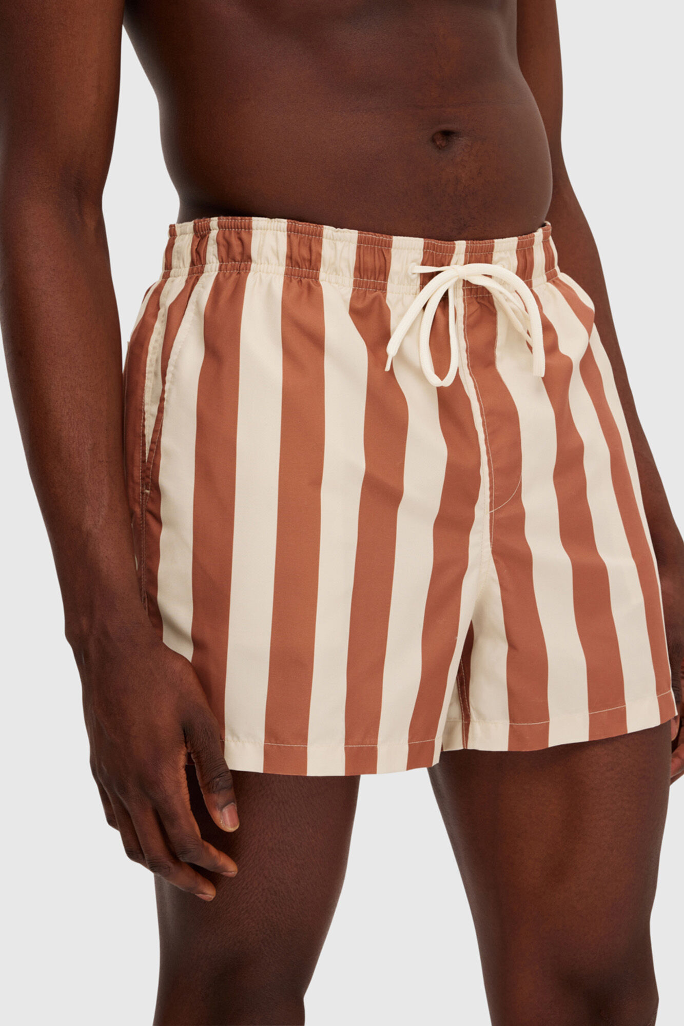 Maiô estampado com cintura elástica. - Cinza
